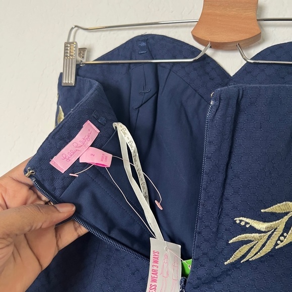 Lilly Pulitzer Demi Strapless Dress Navy & Gold - Picture 8 of 10